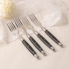 까르투하 앙클라 라귀올 디저트 케이크 티 포크, 블랙, 4개