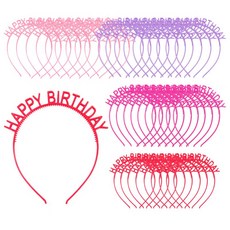 PARTYSHOW PVC 生日彩色髮箍 4款 x 10入組, 粉紅色, 薰衣草紫, 桃紅色, 紅色, 1套