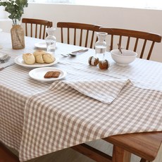 Sugar Mom 棉質防水桌布, 棉花糖棕, 6人座(145 x 220 cm)