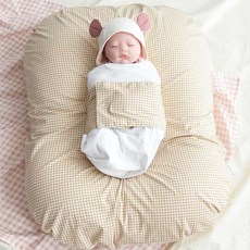 제이앤제나 역류방지 쿠션커버 + 쿠션솜 세트, 젤리체크 모카