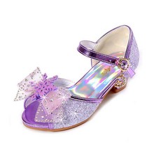 Luluchu 女童雪花公主蝴蝶結跟涼鞋