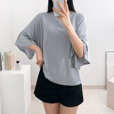 라미르 여성용 플레어 소매 가오리핏 7부 티셔츠