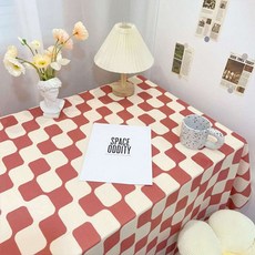 파라다이소 PDS 홈데코 빈티지 미로 그리드 패턴 테이블 식탁보, 핑크, 1개, 90 x 150 cm