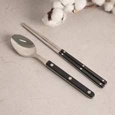 티니블랑 레브 한식 1인수저세트, 블랙, 디너스푼 + 젓가락, 1세트