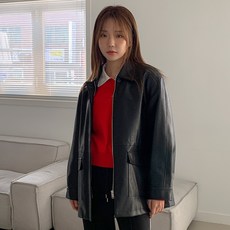 VAN AKE 女款口袋細節皮革夾克