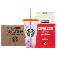 스타벅스 마블 컬러체인징 리유저블 콜드컵 710ml + 커클랜드 시그니처 에스프레소 1.13kg 선물세트, 마블 컬러체인징 리유저블 콜드컵 710ml + 시그니처 에스프레소 1.13kg, 1세트