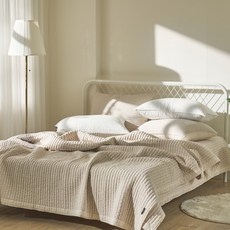 배딩시그널 마인드 모달 줄누비 스프레드 + 베개커버 세트, 베이지