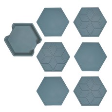 모던 헥사 실리콘 다용도 컵 받침대 6p + 케이스 세트, 그린, 1세트