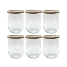 WECK 鬱金香型 No.745 玻璃密封罐 + PE米色蓋 6件組, 1套