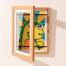 Mabel In Home 兒童畫作收納便利開放式壁掛相框, 1個, 原木