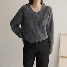 andstyle 女性用 Warm Soft第15彈 羊毛混紡 蜂巢織 半短版 V領針織衫 265014