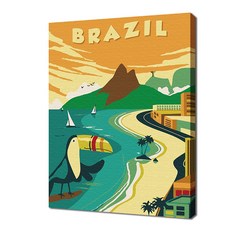 Ecosol 自助繪畫 12色風景畫 DIY 名畫繪製 20 x 30 cm, 迷你旅行-巴西, 1個