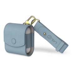 LAB.C AirPods皮套保護套+掛飾帶, AirPods 第1/2代, 淺藍色, 1組