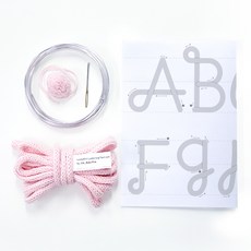 멜로우스토리 아이코드 니트 레터링 코튼 세트, 204 베이비핑크, 1세트