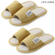 LIFE LANCE 優質亞麻室內拖鞋 2雙組, 黃色, 1組
