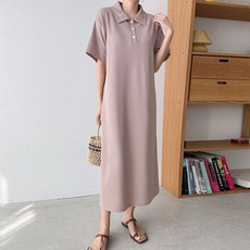 Bori Mom 奢華翻領A字型夏季長版孕婦洋裝 R421