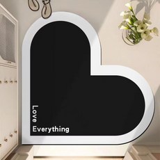 PEONIST 愛心玄關浴室地墊, 黑色