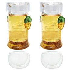 TEAUS 2p玻璃茶杯+2p雙層玻璃茶杯, 混色, 1套