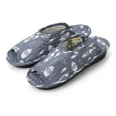 KiKiDi 絎縫室內拖鞋 3cm, 灰底小魚, 1組