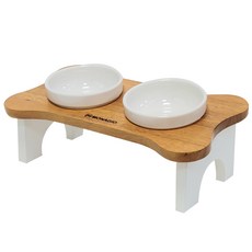 모나지오 뷰티 강아지 원목식기 2구 멜라민, 네츄럴화이트, 1개