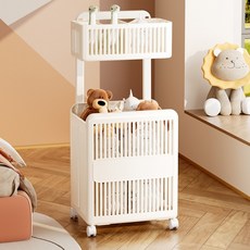 泰州 可調節長度折疊式多用途移動手推車, 白色, 2層