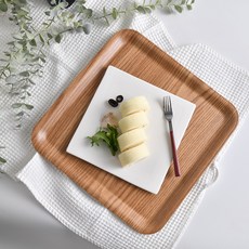 로흐야 국산 로야 정사각 논슬립 쟁반, 우드, 1개