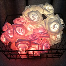 쿼르디 LED 장미 줄 전구 USB 5cm x 3m 20등, 핑크 화이트, 1개