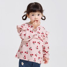 BERRYMAY 女童櫻桃荷葉邊上衣T恤
