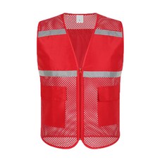 메쉬 망사 등산 낚시 현장 자원봉사 작업복 작업 단체 조끼 08 반사, 빨간색, 1개