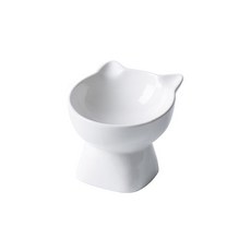 貓蘋果森林陶瓷飯碗, 白色的, 1個