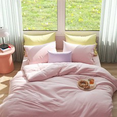 PACO HOME 60支高密度棉質單層柔色被套, 粉色