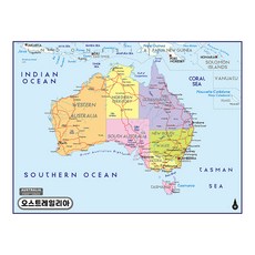Map.Come 澳大利亞行政地圖塗層 110 x 78cm, 1個