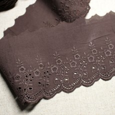 花束圖案單面刺繡蕾絲布 360cm, 棕色的, 1個