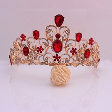 Luna Glam 花卉葉子造型髮冠 WC628, 金紅色, 1個