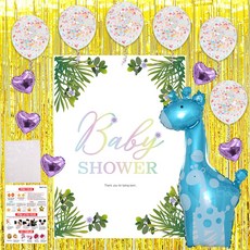 LivingDA 寶寶派對長頸鹿氣球橫幅組, 粉彩, 1套