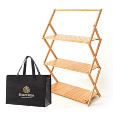 Breeze Moon 露營木質層架 第二代加寬掛架型 + 高級收納袋套組, 混合色 + 混合色, 1套