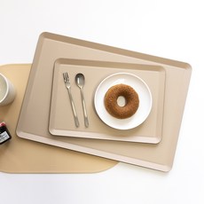 로흐야 국산 솔리드 낮은사각 논슬립 펄프쟁반 2종 세트, 샌드베이지, 1세트