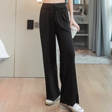 PEONIST 女款腰部荷葉邊冰絲涼感褲