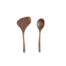 월넛우드 키친 조리도구세트 뒤집개 L + 볶음주걱, 브라운, 1개