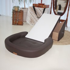 반려동물 프리미엄 방석 + 서랍형 펫스텝 세트, 브라운