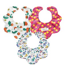 HARAROI 孩童波浪雙面可愛圍兜 3入