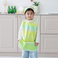 BEBE CHOUETTE 兒童用韓國製造全息圖防水無袖圍裙 + 頭巾套組