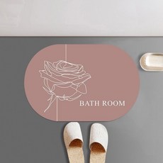 Wider Home 現代花卉藝術浴室墊, 玫瑰色, 1個