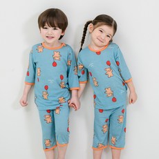 bonumam 兒童款7分人造絲單層兒童室內服上下套裝