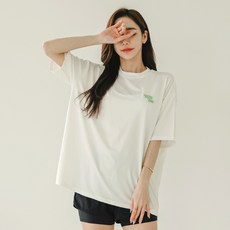 TUBE TREE 女款Logo印花寬鬆短袖防曬衣+內襯短褲 BEIV7206PA