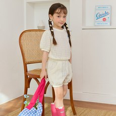 LILIPURRI 女童夏季孔眼布料蓬蓬上下套裝