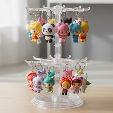 라라공방 회전 휠 키링 열쇠고리 진열 보관 거치대, 투명, 1개