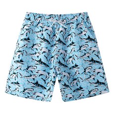 ATEAM 男性鯊魚圖案海灘泳褲, 混合色