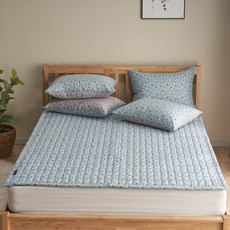 柔軟觸感四季通用邊角鬆緊帶床墊, 淺藍色