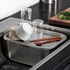 Kitchen-Art 不鏽鋼方形洗碗盆 10L + 瀝水盤組合, 1個, 銀色